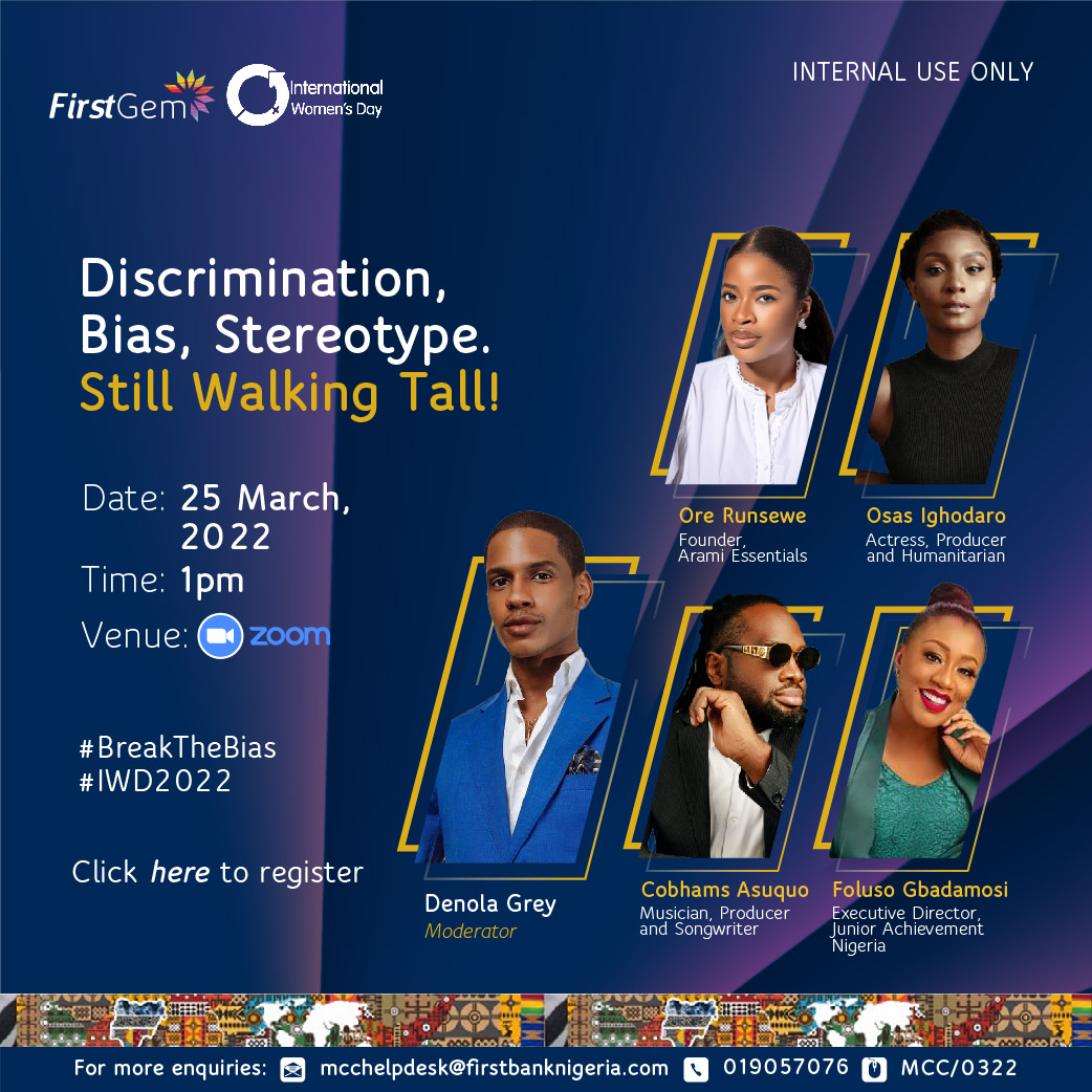 <strong>FIRSTBANK HOLDS A ROUND TABLE AS COBHAMS ASUQUO, OSAS IGHODARO, DENOLA GREY, ORE RUNSEWE AND FOLUSO GBADAMOSI SHARE THEIR EXPERIENCES…</strong>
