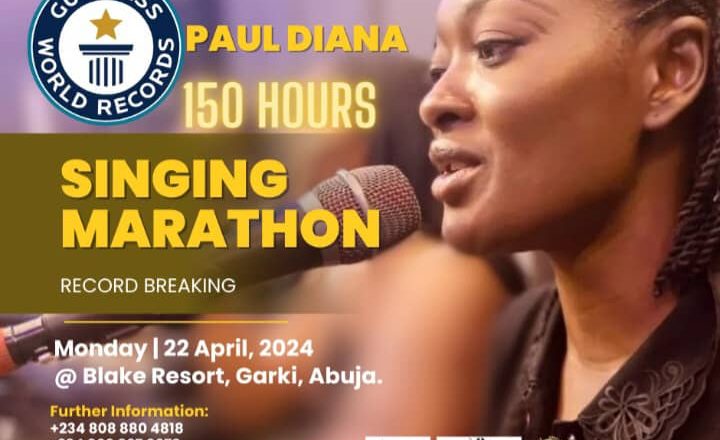 Nigeria’s Diana Paul attempts to break GWR in singing marathon event