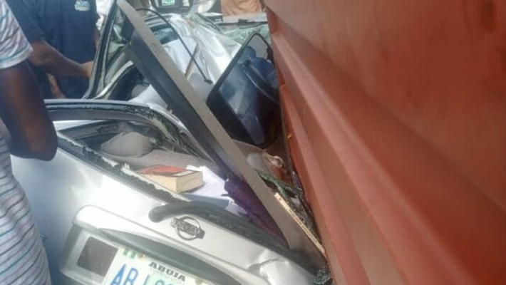Woman Killed After 40-Feet Container Falls On Car In Lagos