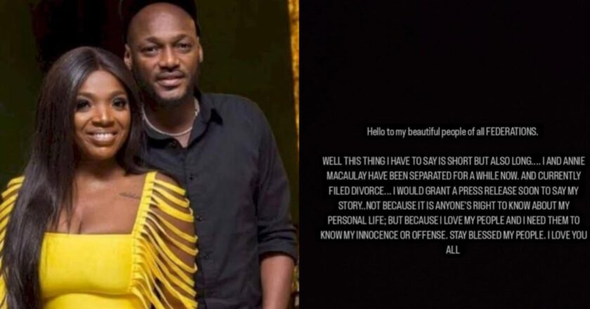 Popular Nigerian Singer Tuface Confirms Separation From Wife, Annie