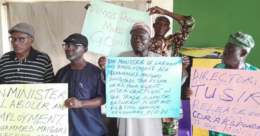 Pensioners protest lingering trade dispute with NUP