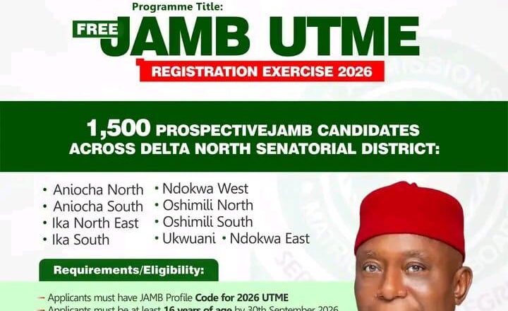 SENATOR NED NWOKO EMPOWERS DELTA NORTH YOUTHS WITH FREE JAMB REGISTRATION FOR 1,500 STUDENTS