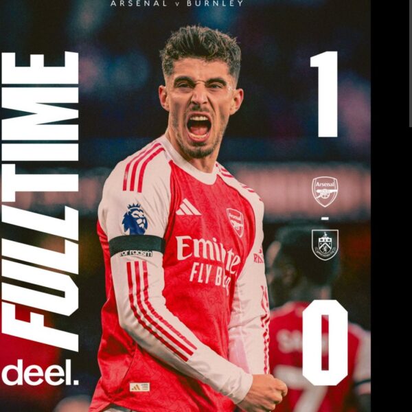 ARSENAL BEAT BURNLEY 1-0 AND GO 5 POINTS CLEAR AT THE TOP AHEAD OF THEIR FINAL GAME OF THE SEASON!