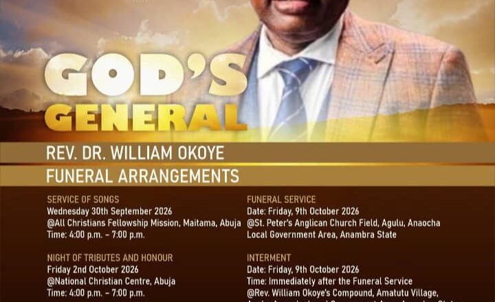 Former Aso Villa Chaplain Okoye’s burial fixed for Oct. 9
