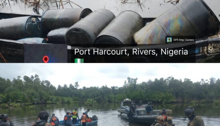 Nigerian Navy Disrupts Oil Theft Network, Intercepts 41,000 Litres of Suspected Stolen Crude, Illegal AGO in Rivers State