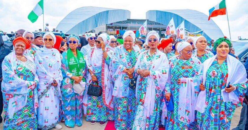 Betta Edu Receives First Lady Remi Tinubu at North-Central APC Mega Rally in Nasarawa