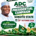 ADC POSTPONES PRESIDENTIAL CAMPAIGN FLAG-OFF IN SOKOTO TO WEDNESDAY, 4TH NOVEMBER 2026